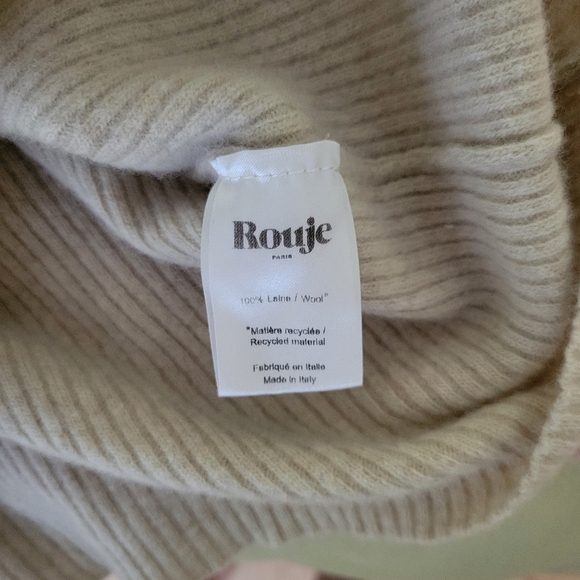 ROUJE ERIN 100% WOOL SWEATER DRESS - CREAM BEIGE SIZE 36 - Picture 8 of 11